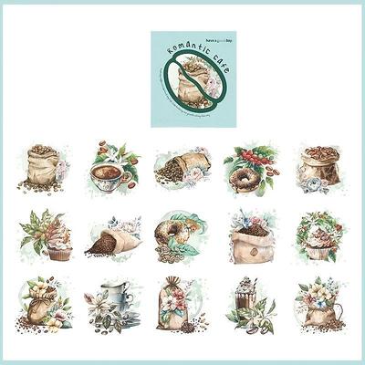 1 Pack 30 Sheets Retro Coffee Sticker Hand Account DIY Decoration Scrapbooking Photo Album Craft, Creative Masking Tape, Scrapbooking Decor, Journaling Decor, Arts And Crafts Projects Decor
