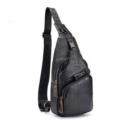 Men's Sling Shoulder Bag Chest Bag Cowhide Daily Office Career Zipper Animal Black Yellow Coffee