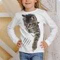 Kids Girls' T shirt Long Sleeve Blue 3D Print Cat Animal Daily Indoor Outdoor Active Fashion Daily Sports 3-12 Years