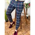 Men's Trousers Chinos Jogger Pants Plaid Dress Pants Print Lattice Full Length Casual Daily Trousers Smart Casual Yellow grid Pink Micro-elastic