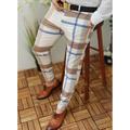 Men's Trousers Chinos Jogger Pants Plaid Dress Pants Print Lattice Full Length Casual Daily Trousers Smart Casual Yellow grid Pink Micro-elastic