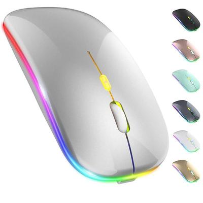 LED Wireless Mouse Slim Silent Mouse 2.4G Portable Mobile Optical Office Mouse with USB and Type-c Receiver 3 Adjustable DPI Levels for Laptop PC Notebook MacBook