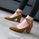 Women's Heels Pumps Sandals Mary Jane Plus Size Party Work Daily Solid Color Solid Colored Summer Buckle Block Heel Low Heel Chunky Heel Pointed Toe Elegant Classic Faux Leather PU Buckle Light Brown