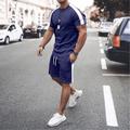 Men's T-shirt Suits Tracksuit Tennis Shirt Shorts and T Shirt Set Set Geometry Muscle Round Neck Normal Street Sports Short Sleeve Short Sleeves Patchwork 2 Piece Clothing Apparel Sports Designer