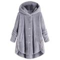 Women's Fleece Jacket Sherpa Jacket Teddy Coat Outdoor Valentine's Day Daily Fall Winter Coat Regular Fit Windproof Warm Comtemporary Stylish Plush Jacket Long Sleeve Leopard Plain Oversize Black