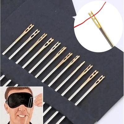 24Pcs/2pack Stainless Steel Self Threading Needles Hand Sewing Needles Home Household Tools