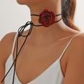 1PC Satin Choker Necklace For Women's Wedding Christmas Party Evening Leather Floral Flower