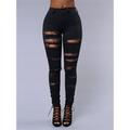 Women's Jeans Normal Denim Plain Black White Fashion Mid Waist Full Length Casual Weekend Summer Spring Fall