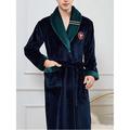 Men's Pajamas Robe Bathrobe Bath Gown Plain Stylish Casual Comfort Home Daily Bed Flannel Comfort Warm Lapel Long Sleeve Pocket Belt Included Fall Winter Wine Red