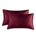 Set of 2 Pcs Silk Satin Pillowcase for Hair and Skin Slip, Pillow Cases for Standard/Queen/King Size - Satin Cooling Pillow Covers with Envelope Closure Suit