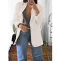 Women's Plus Size Curve Blazer Spring Work to Wear Office Jacket with Pocket Long Sleeve Peaked Lapel Fall Winter