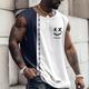 Smile Face Mens Graphic Vest Sleeveless 3D Shirt Casual White Summer Cotton Men'S Top For Color Block Funny Crew Neck Clothing Apparel Print Daily Dreamer Image