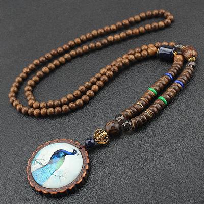 1PC Pendant Necklace Beaded Necklace For Men's Women's Street Gift Daily Wooden Acrylic Retro Buddha