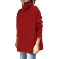 Women's Pullover Sweater Jumper Turtleneck Ribbed Knit Acrylic Patchwork Fall Winter Regular Daily Going out Weekend Stylish Casual Soft Long Sleeve Solid Color claret Olive Green Black S M L