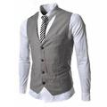 Men's Vest Suit Vest Gilet Wedding Business Causal Casual 1920s Smart Casual Polyester Solid Colored Single Breasted Shirt Collar Slim Black Red Light Grey Vest