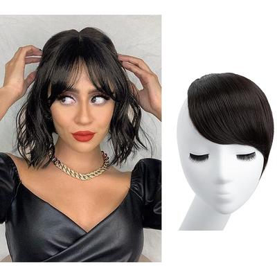 Clip in Side Bangs Hair Pieces Blonde Straight Synthetic Extensions for Women