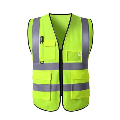High Visibility Safety Vests with Pockets and Zipper Reflective Mesh Construction Vest for Men Women, Breathable Neon Working Vest for Traffic Work Outdoor Running Cycling Walking One size fits all