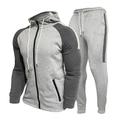 Men's Tracksuit Sweatsuit Jogging Suits Black White Navy Blue Gray Standing Collar Color Block Drawstring 2 Piece Sports Outdoor Daily Sports Basic Casual Big and Tall Fall Spring Clothing Apparel