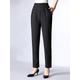 Women's Dress Work Fleece Flannel Trousers Full Length Fashion Streetwear Office Career Pure black-autumn style 228# wide stripes XL 2XL Fall Winter