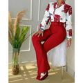 Women's Shirt Office Suit Pants Sets Floral Leopard Letter Work Daily Black Yellow Pink Print Long Sleeve Daily Business Neon Bright Stand Collar Regular Fit Fall Winter