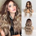 Long Wavy Light Auburn Brown Wigs for Women Middle Parting Women's Wigs 24 Inch Wigs for Women Natural Looking Synthetic Wigspelucas de cabello natural