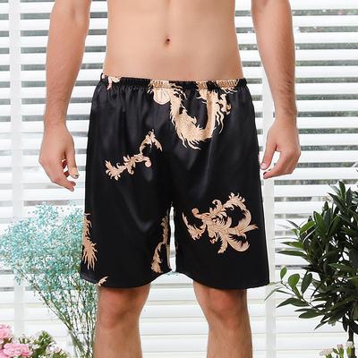 Men's Sleepwear Silk Boxers Pajama Shorts Graphic Prints Simple Casual Comfort Home Faux Silk Comfort Breathable Short Pant Shorts Elastic Waist Summer Silver Lake blue