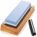 1pc Premium Whetstone, Knife Sharpening Stone, 2 Side Grit 1000/6000 Waterstone, Whetstone Knife Sharpener, Non-Slip Bamboo Base amp; Angle Guide