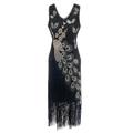 The Great Gatsby Peacock Flapper Dress Retro Vintage Roaring 20s 1920s Cocktail Dress Women's Sequins Tassel Fringe Costume Cosplay Formal Evening Sleeveless Midi Dress