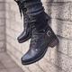 Women's Boots Combat Boots Plus Size Lace Up Boots Outdoor Daily Booties Ankle Boots Winter Buckle Block Heel Round Toe Vintage Casual Minimalism PU Zipper Lace-up Wine Black Blue