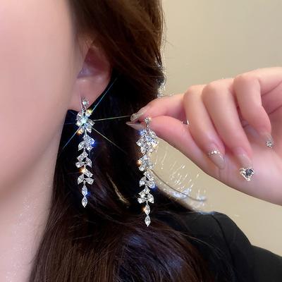 Women's Drop Earrings Fine Jewelry Tassel Fringe Precious Stylish Luxury Earrings Jewelry Silver For Wedding Party 1 Pair