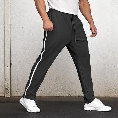 Men's Sweatpants Joggers Trousers Straight Leg Sweatpants Patchwork Drawstring Elastic Waist Color Block Comfort Breathable Casual Daily Holiday Sports Fashion Black Blue