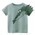 Kids Boys T shirt Animal School Short Sleeve Print Cute Cotton 3-8 Years Summer Green