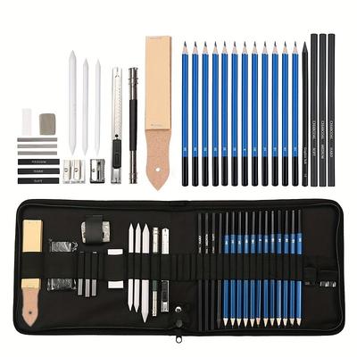 Bview Art 32 Pack Drawing Pencils Set Professional Drawing Art Kit With Sketch Pencils Graphite Charcoal Sticks In Portable Case Drawing Supplies For Students Adults Artists