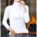 Women's T shirt Tee Undershirt Bottoming Shirt Plain Daily Weekend Turtleneck burgundy plus velvet Long Sleeve Basic Turtleneck High Neck Fall Winter