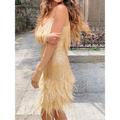 Women's Sequin Dress Fringe Dress Party Dress Mini Dress White Pink Red Sleeveless Plain Sequins Summer Spring Fall Spaghetti Strap Party Wedding Guest Vacation S M L XL XXL