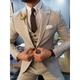 Khaki Men's Wedding Suits Solid Colored 3 Piece Business Formal Tailored Fit Single Breasted One-button 2024