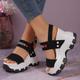 Women's Sandals Wedge Sandals Wedge Heels Plus Size Outdoor Daily Geometric Color Block Summer Buckle Wedge Heel Hidden Heel Peep Toe Open Toe Fashion Casual Running Walking Faux Leather Buckle Dark