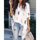 Women's Shirt Blouse Graphic Feather Casual White Blue Print Asymmetric Hem 3/4 Length Sleeve Fashion V Neck Regular Fit Spring Summer