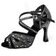 Women's Latin Shoes Salsa Shoes Dance Shoes Indoor Performance Samba Glitter Crystal Sequined Jeweled Heel High Heel Peep Toe Cross Strap Adults' Black Silver / Sparkling Glitter