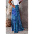 Women's Skirt Swing Long Skirt Bohemia Maxi Skirts Ruffle Print Floral Graphic Holiday Casual Daily Spring Fall Polyester Fashion Gopi Dress coastalgrandmastyle Boho Red Blue Purple Orange