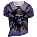 Graphic Skeleton Pirate Daily Designer Retro Vintage Men's 3D Print T shirt Tee Sports Outdoor Holiday Going out T shirt Burgundy Blue Purple Short Sleeve Crew Neck Shirt Spring Summer Clothing