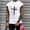 Graphic Cross White Navy Blue T shirt Tee Tank Top Men's Graphic Cotton Shirt Sports Lightweight Shirt Cap Sleeve Comfortable Tee Casual Holiday Summer Fashion Designer Clothing M L XL XXL 3XL