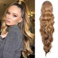 24 Inch Long Body Wave Ponytail hair Extension Synthetic Heat Resistant Wrap Around Drawstring Curly Wavy Ponytail Hairpieces for Women