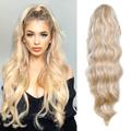 24 Inch Long Body Wave Ponytail hair Extension Synthetic Heat Resistant Wrap Around Drawstring Curly Wavy Ponytail Hairpieces for Women