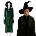 Witch Wizard Minerva McGonagall Cosplay Costume Outfits Men's Women's Movie Cosplay Snape Costume Voldemort Costume McGonagall Costume Halloween Carnival Masquerade Top Cloak Cap