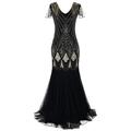 Women's Gold Sequin Dress Prom Dress Party Dress Sparkly Dress Lace Dress Vintage Dress Black Dress Long Dress Maxi Dress Burgundy Dark Green Sleeveless Plain Spring Fall Winter