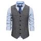 Men's Vest Waistcoat Wedding Daily Sporty 1920s Fall Pocket Polyester Thermal Warm Solid Color Single Breasted V Neck Regular Fit Black Coffee Gray Vest