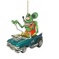 2PCS Cartoon Big Mouth Monster Car Pendant Acrylic Flat Doll Model Home Decor Rat Fink Crazy Mouse Driving Statue Halloween Car Accessories