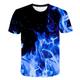 Graphic Flame Streetwear Exaggerated Men's Shirt T shirt Tee Flame Shirt Club Beach T shirt Blue Fuchsia Orange Short Sleeve Round Neck Shirt Summer Clothing Apparel Asian Size S M L XL 2XL 3XL 4XL