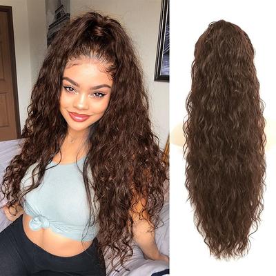 26 Inch Curly Drawstring Ponytail Extension Long Synthetic Natural Wavy Clip in Ponytail Hair Extensions Fluffy Fake Pony Tails Hair Pieces for Women